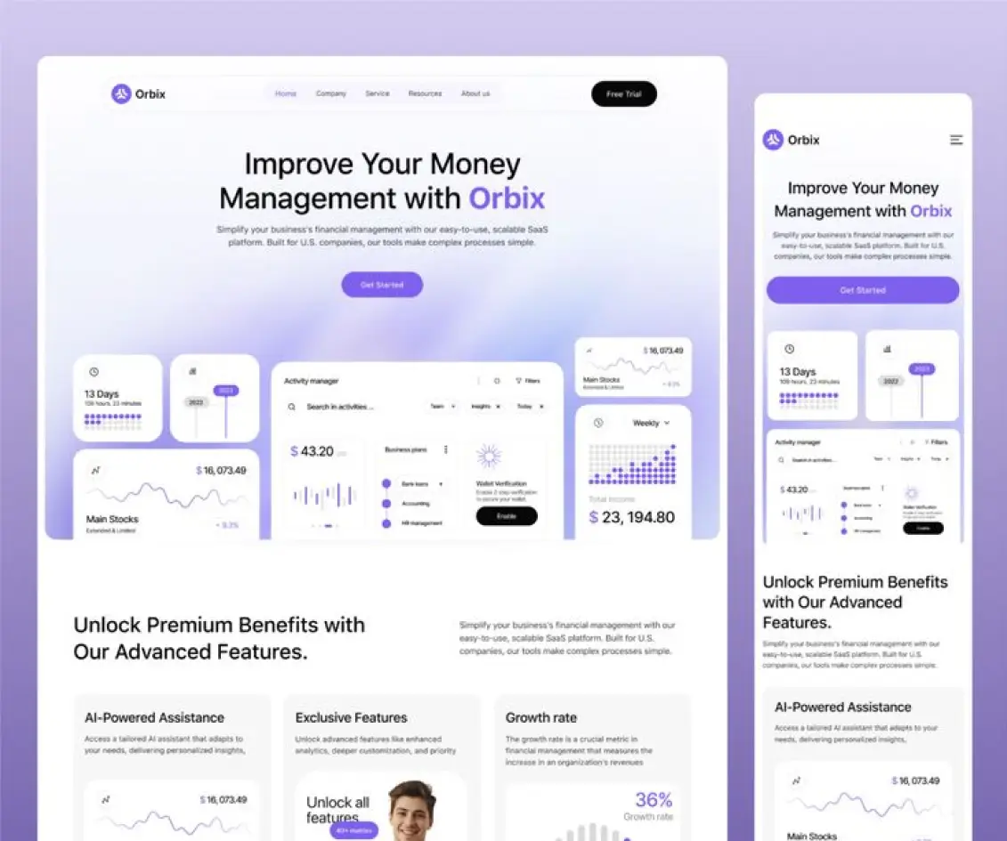 Responsive landing pages for businesses